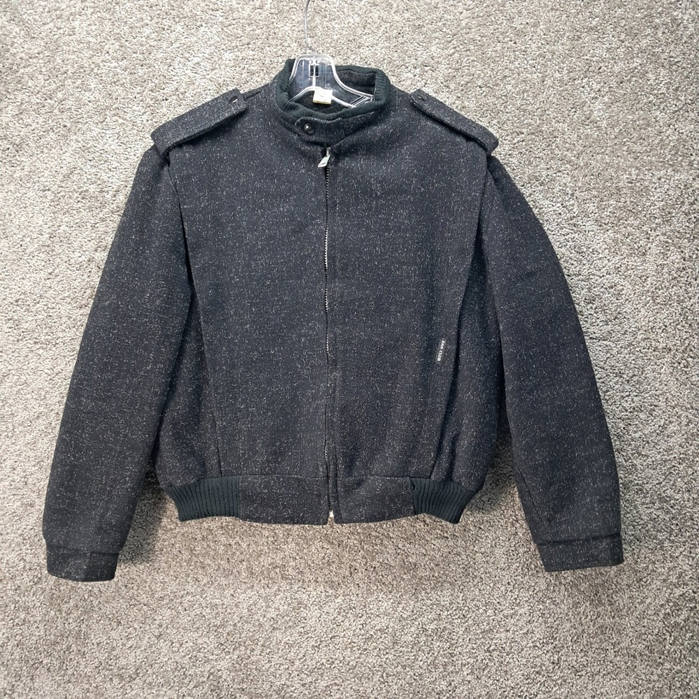 Fan‎ Club Vintage Men Charcoal Gray Faux Fur Lined Bomber Jacket Size 40